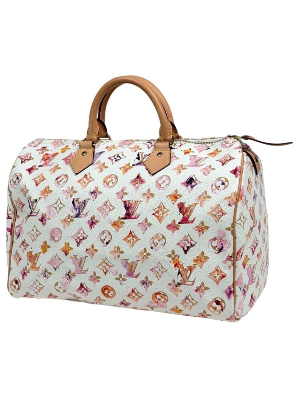 Louis Vuitton Speedy 35 Handbag Monogram Water Color Blanc